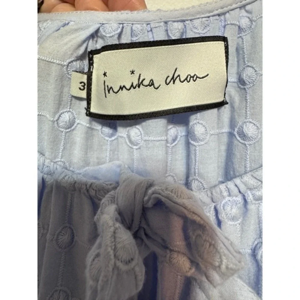 Innika Choo Alotta Gut Peasant Blue Tiered Maxi Dress Sz 3/Large Cottagecore - Picture 6 of 7